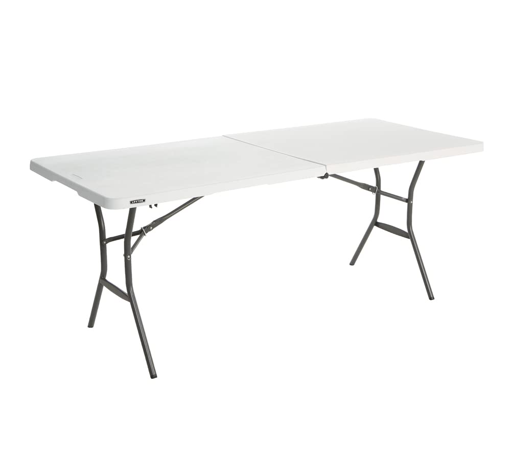 6 Feet White Granite Folding Table V25777