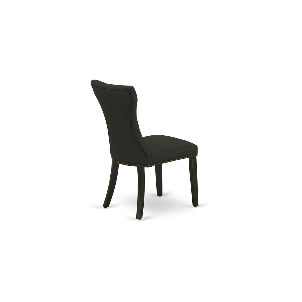 Black Linen Fabric Upholstered Dining Chairs Set of 2 E45672