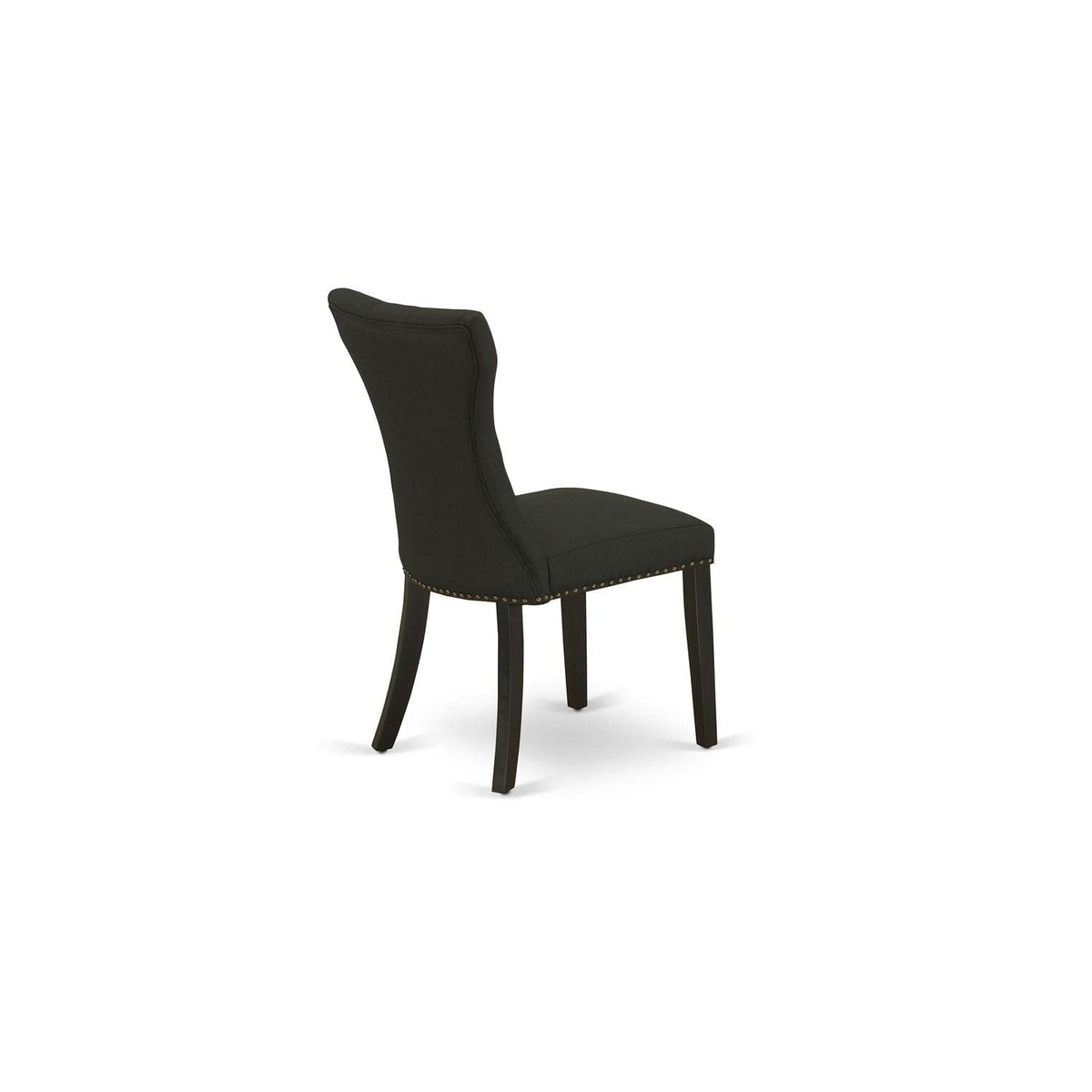 Black Linen Fabric Upholstered Dining Chairs Set of 2 E45672