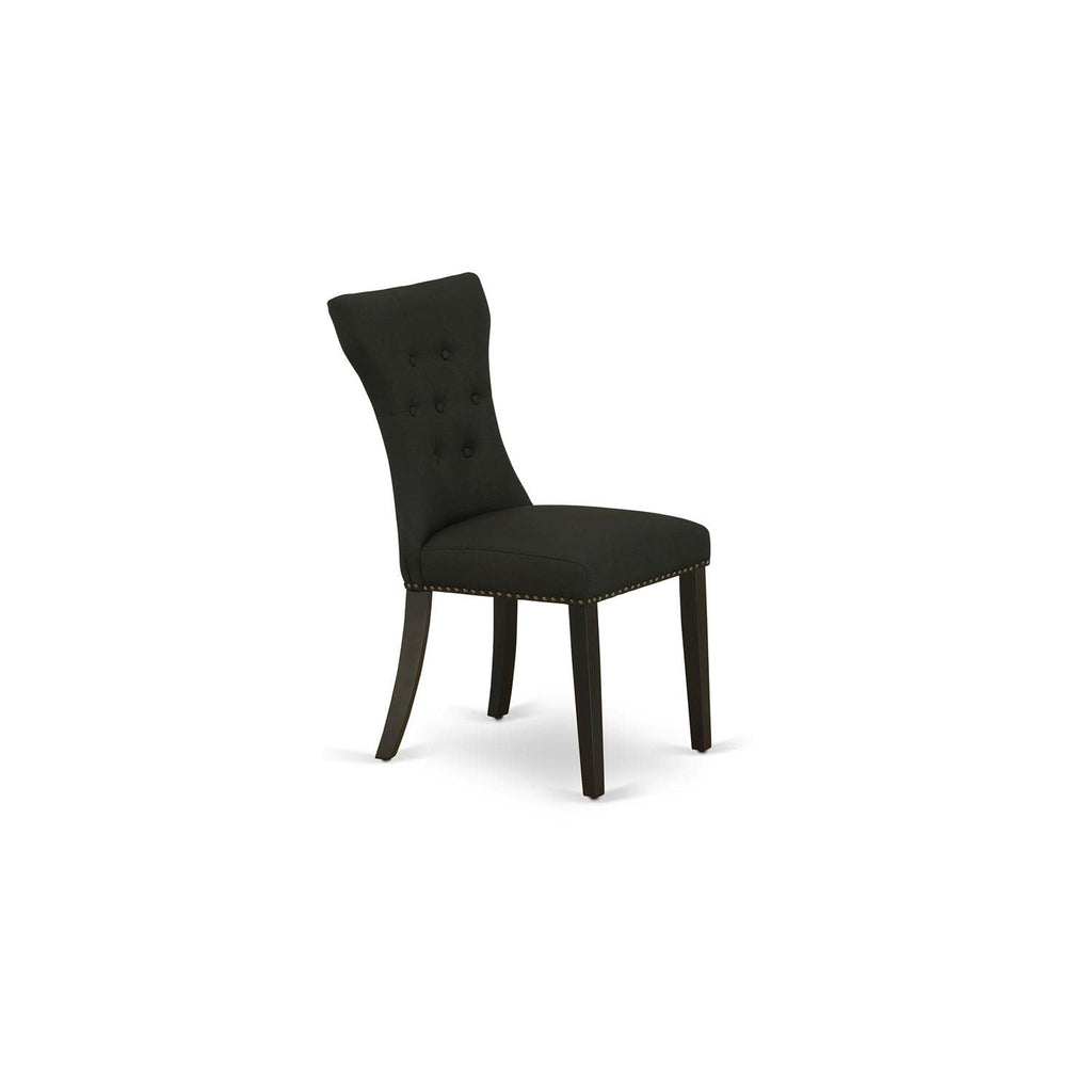 Black Linen Fabric Upholstered Dining Chairs Set of 2 E45672