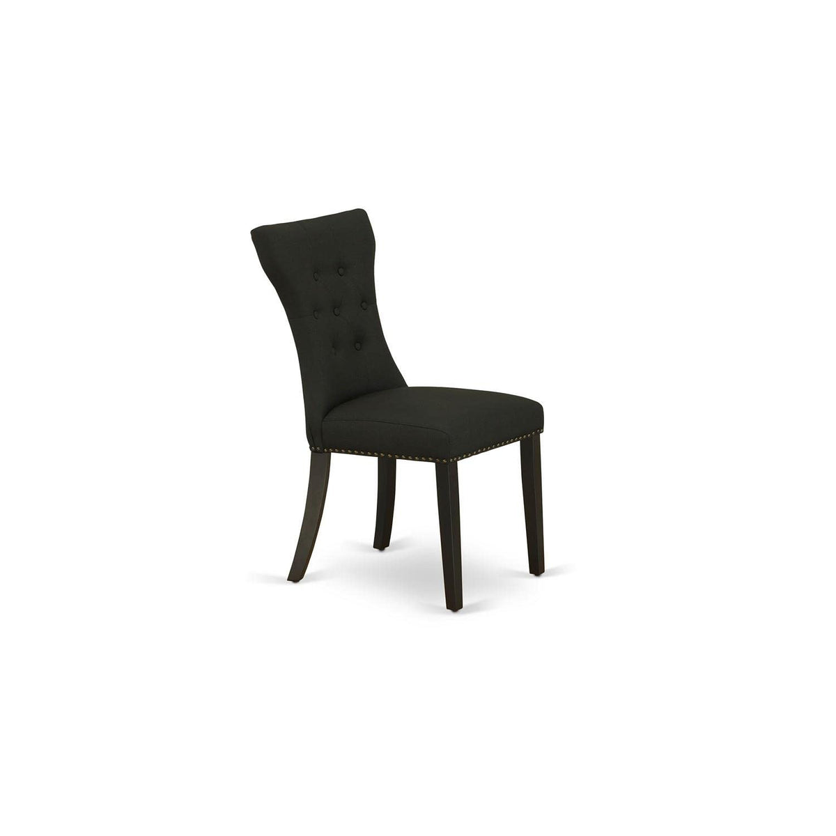 Black Linen Fabric Upholstered Dining Chairs Set of 2 E45672