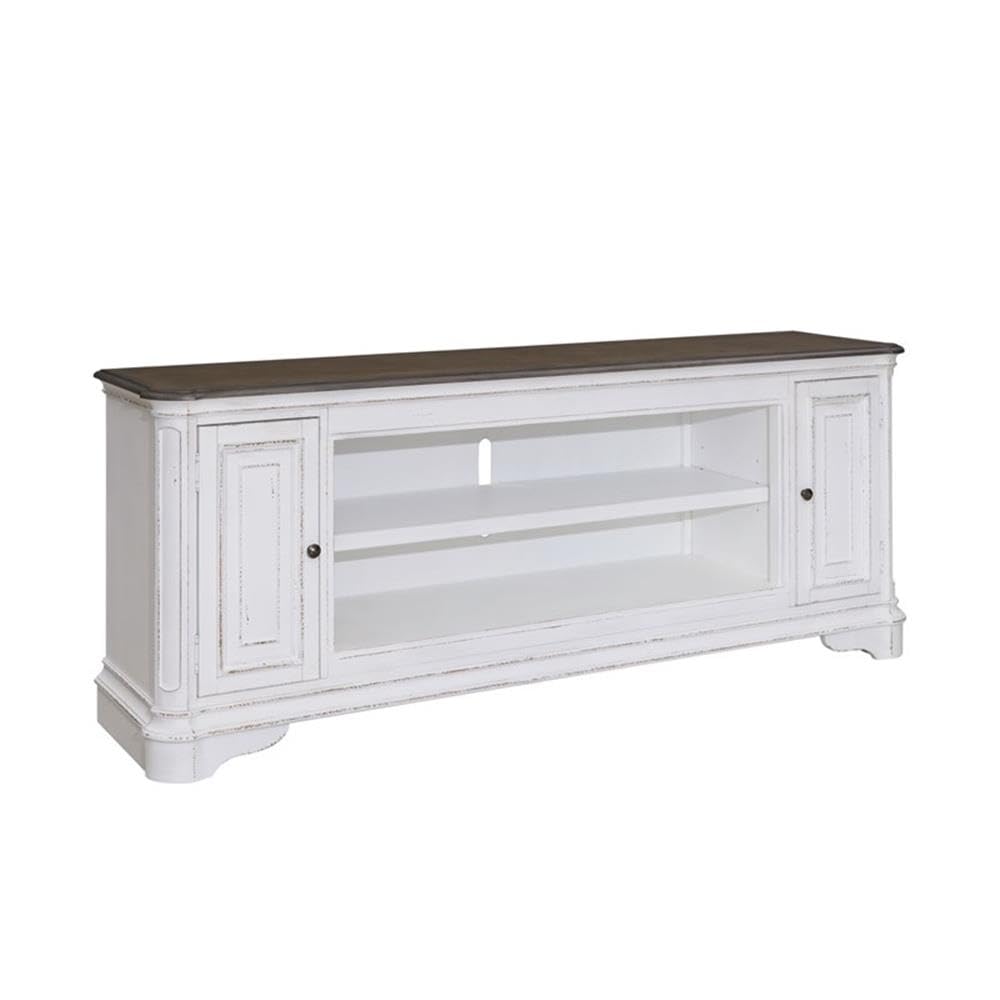 82 Inch Fireplace TV Console with Adjustable Shelves U186