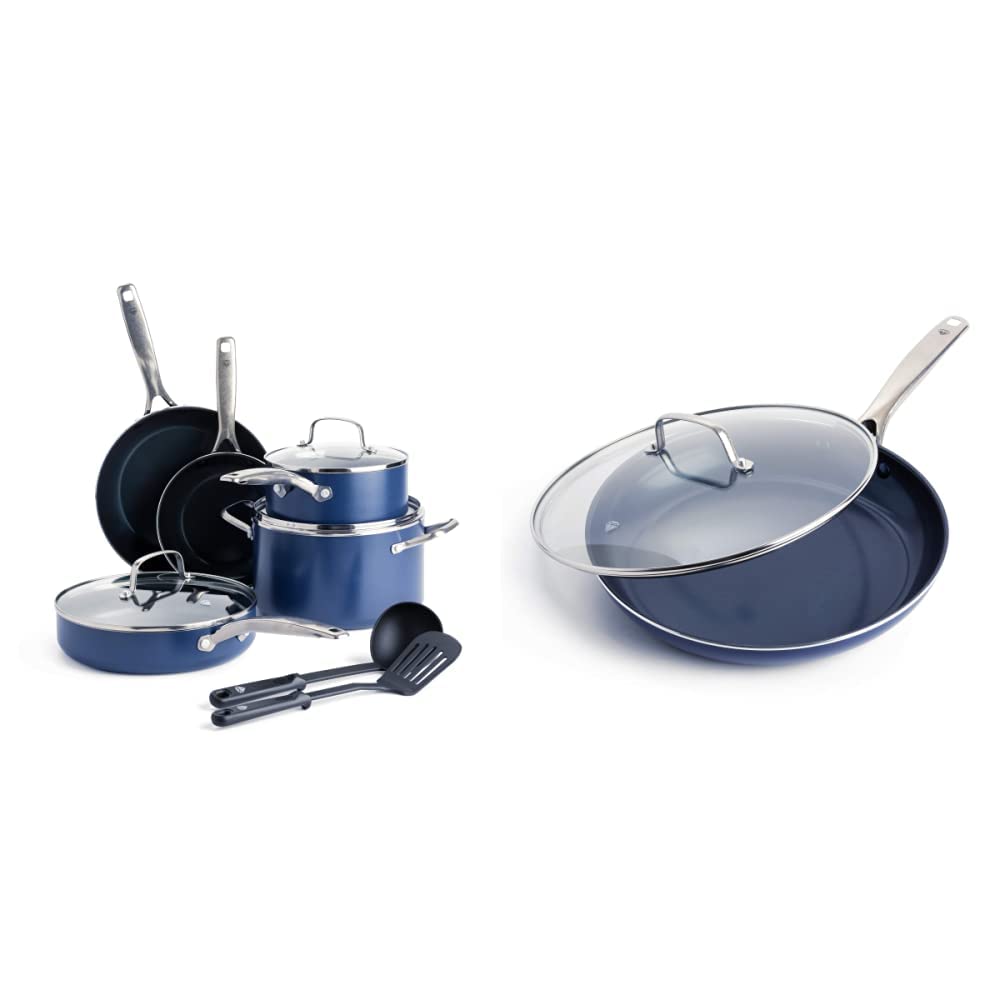 Blue 10 Piece Ceramic Nonstick Cookware Set O201118