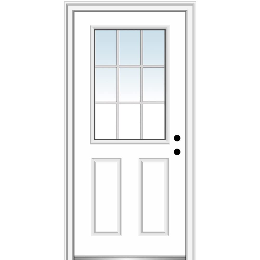 Steel Primed Left-Hand Inswing 1/2 Lite 2-Panel Prehung Front Door 36" x 80" J17869