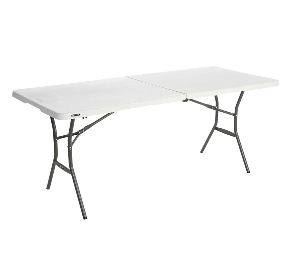 6 Feet White Granite Folding Table V25777