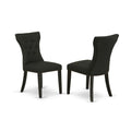 Black Linen Fabric Upholstered Dining Chairs Set of 2 E45672