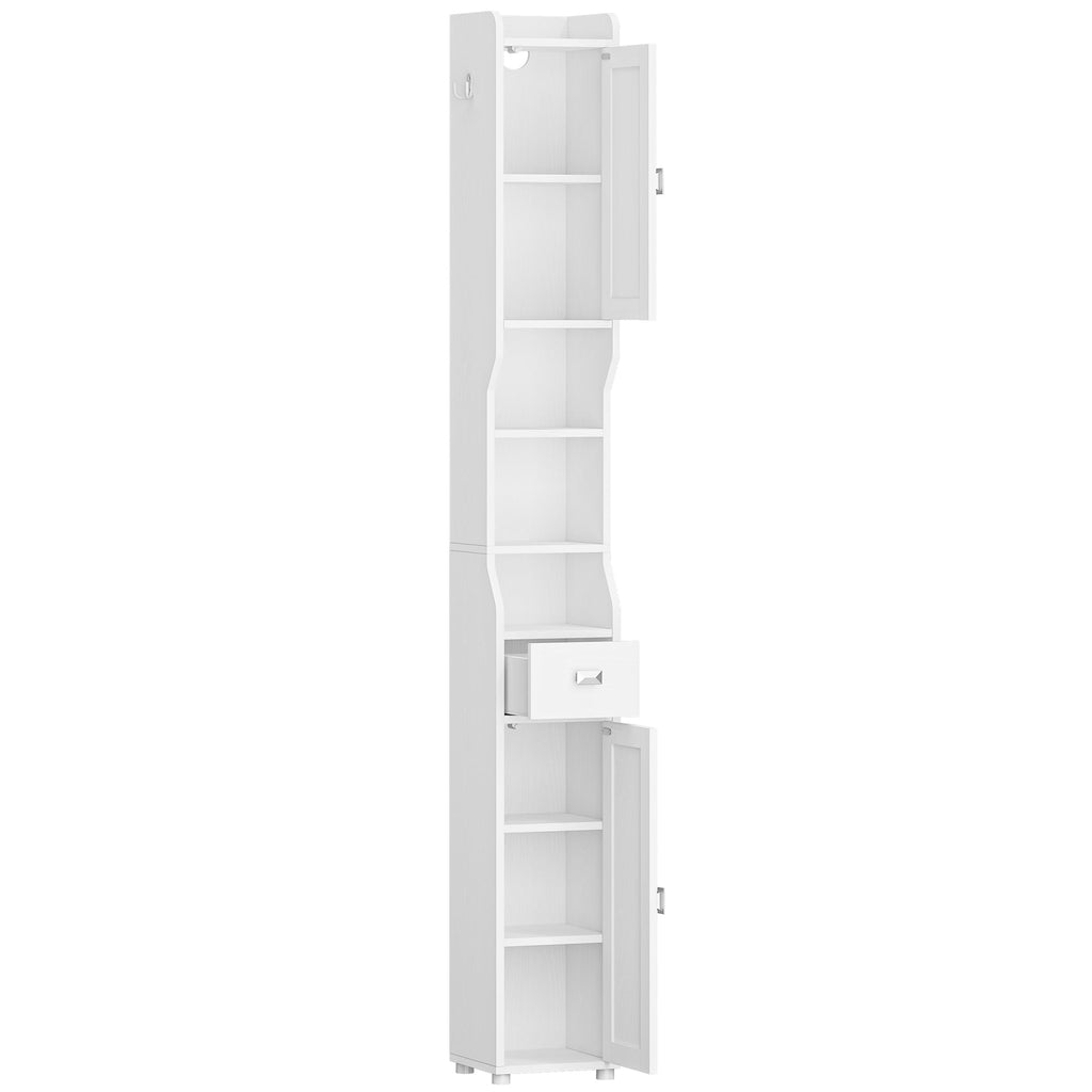 White Tall Narrow Bathroom Storage Cabinet W53116
