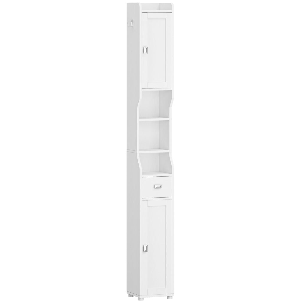 White Tall Narrow Bathroom Storage Cabinet W53116