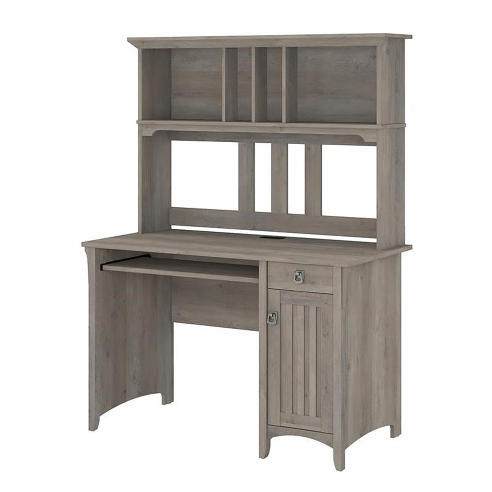 Small Computer Desk with Hutch, Driftwood Gray F42133
