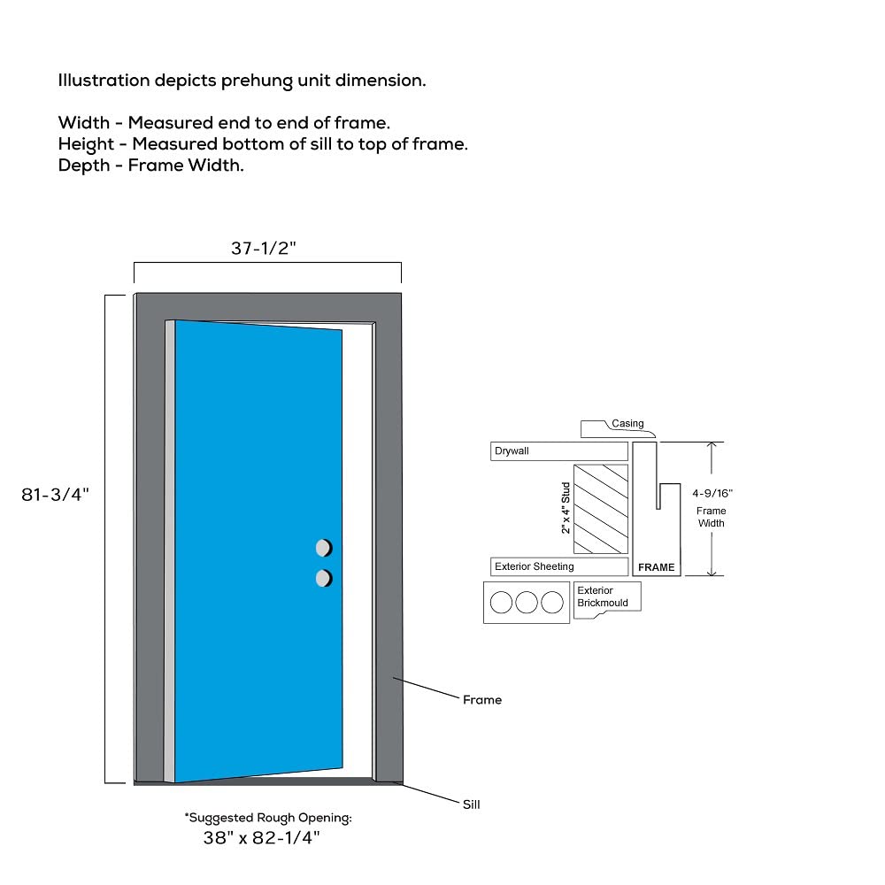 Steel Primed Left-Hand Inswing 1/2 Lite 2-Panel Prehung Front Door 36" x 80" J17869