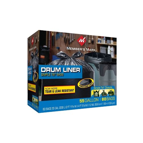 55 Gallon Drum Liner Black, 80 Count V39505