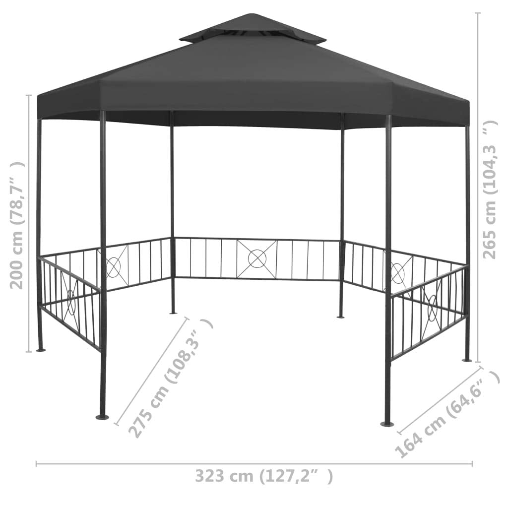 Gazebo Tent 10.6'x9'x8.7' Anthracite D907716