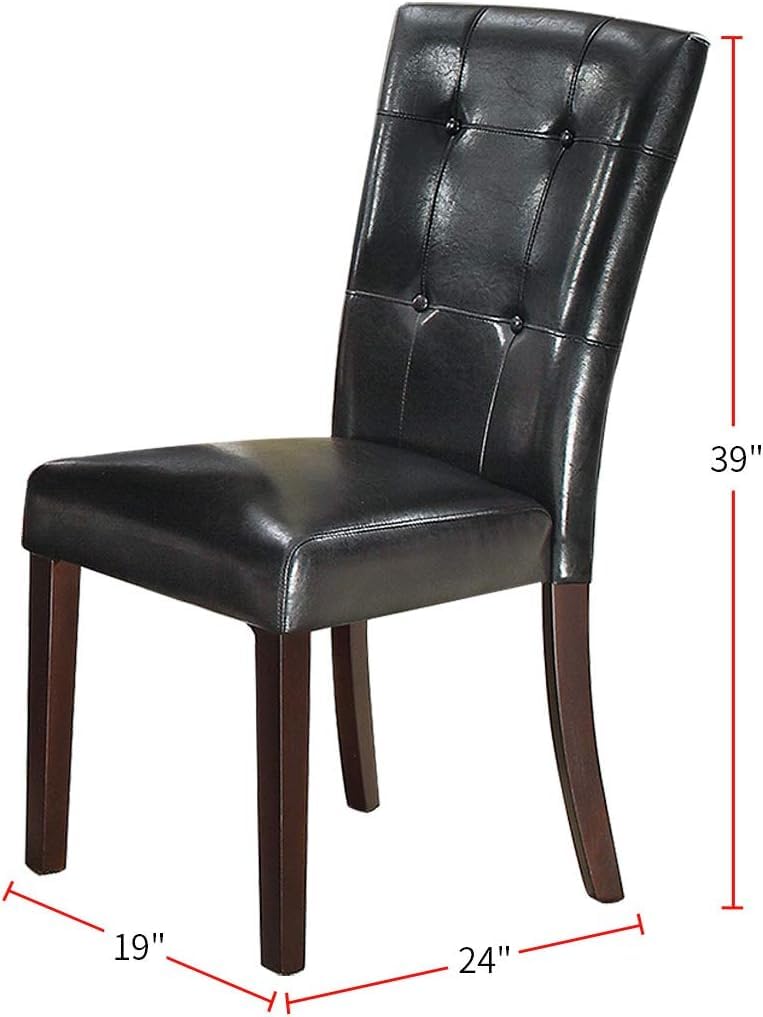 Black Faux Leather Tufting Parson Chairs Set of 2 I225