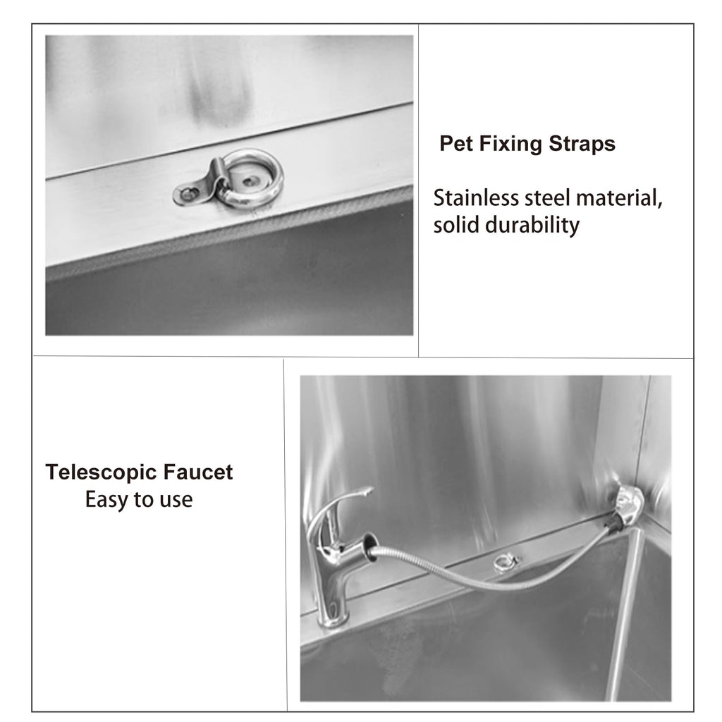 Stainless Steel Dog Grooming Bathtub with Sliding Door and Step N376711