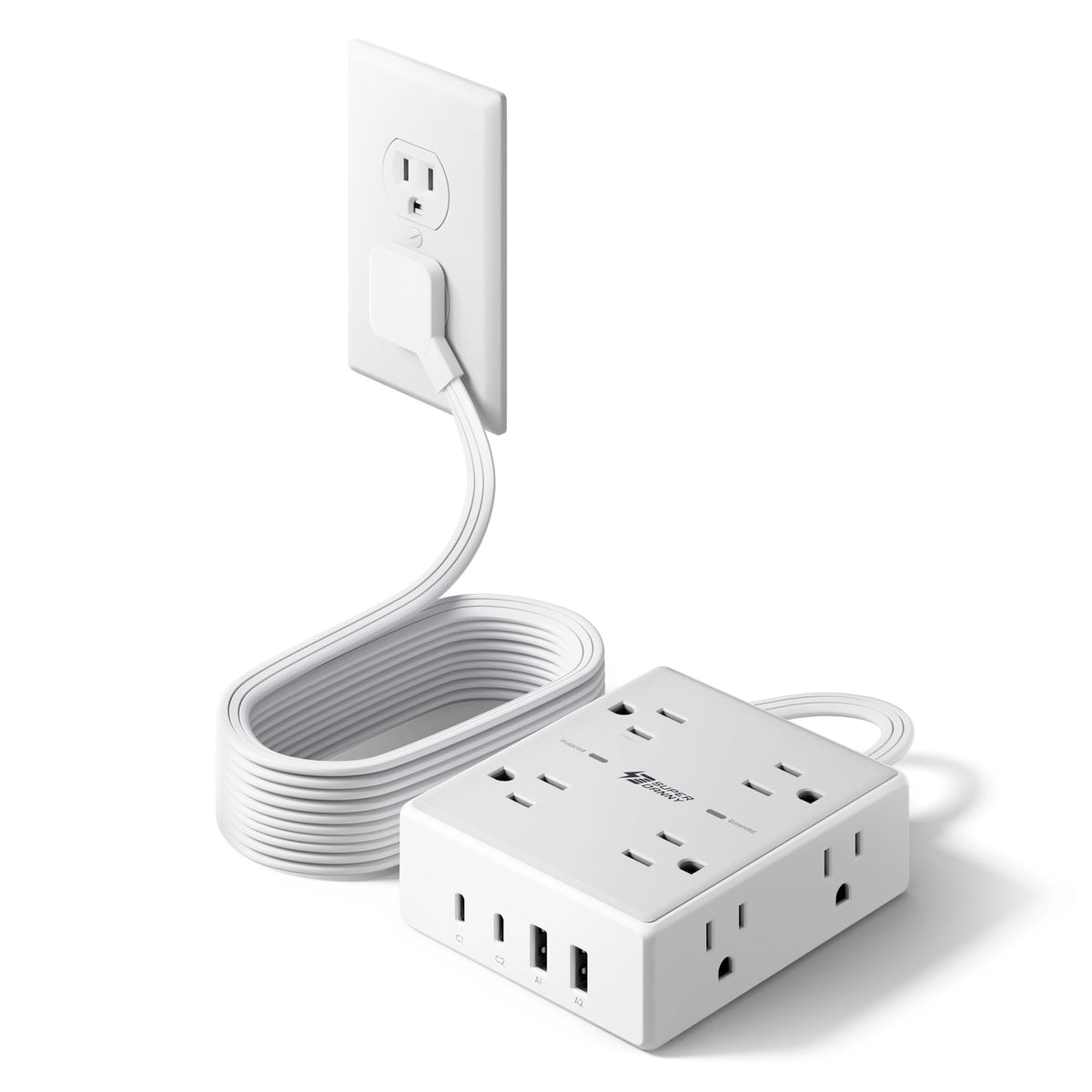 Flat Plug Surge Protector Power Strip K698