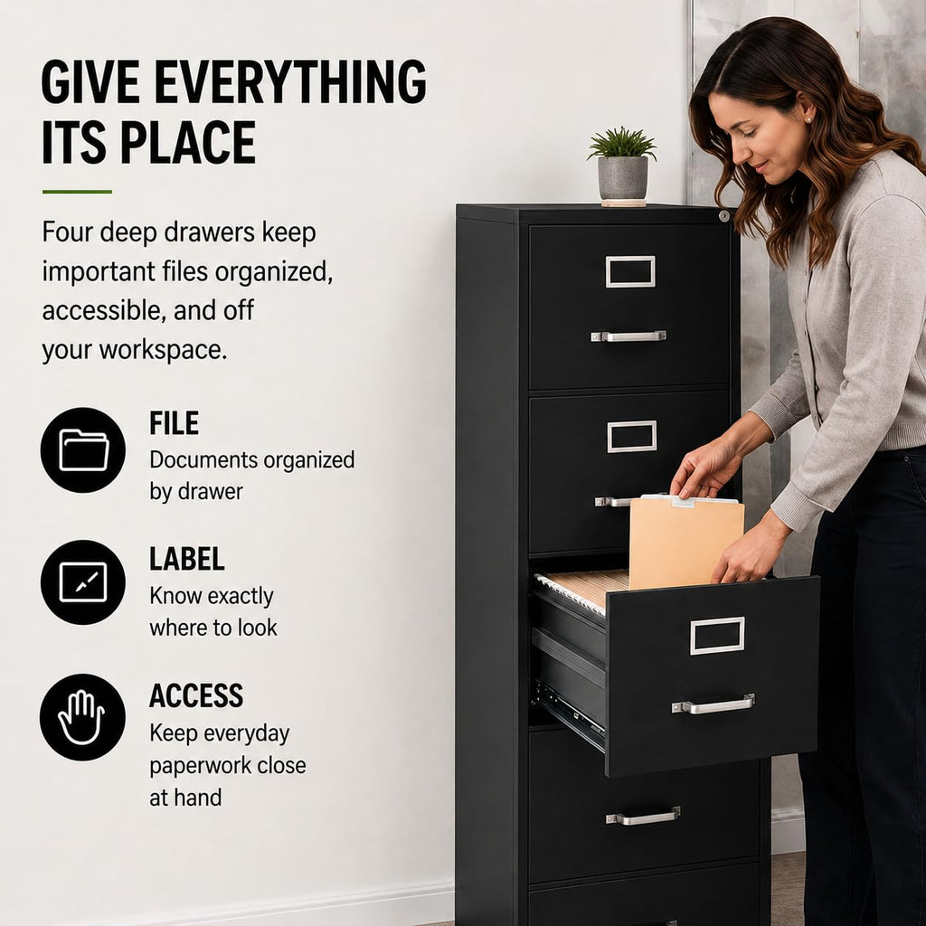 4 Drawer Metal Vertical Filing Cabinet H5682