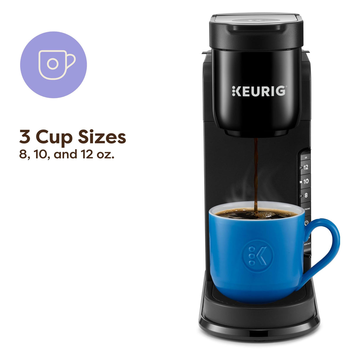 Single Serve K-Cup Pod Coffee Maker, 3 Brew Sizes, Black O126900