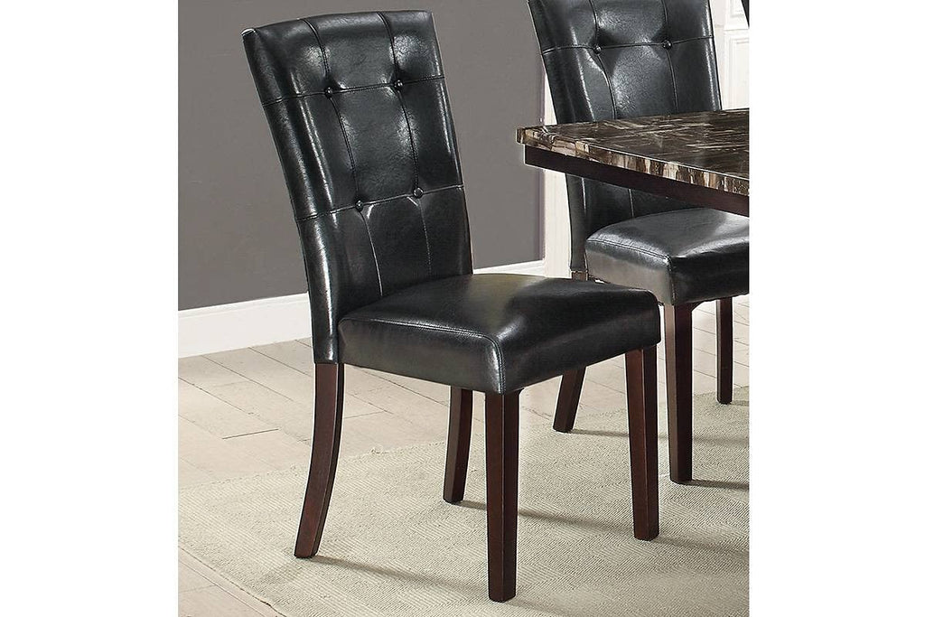 Black Faux Leather Tufting Parson Chairs Set of 2 I225