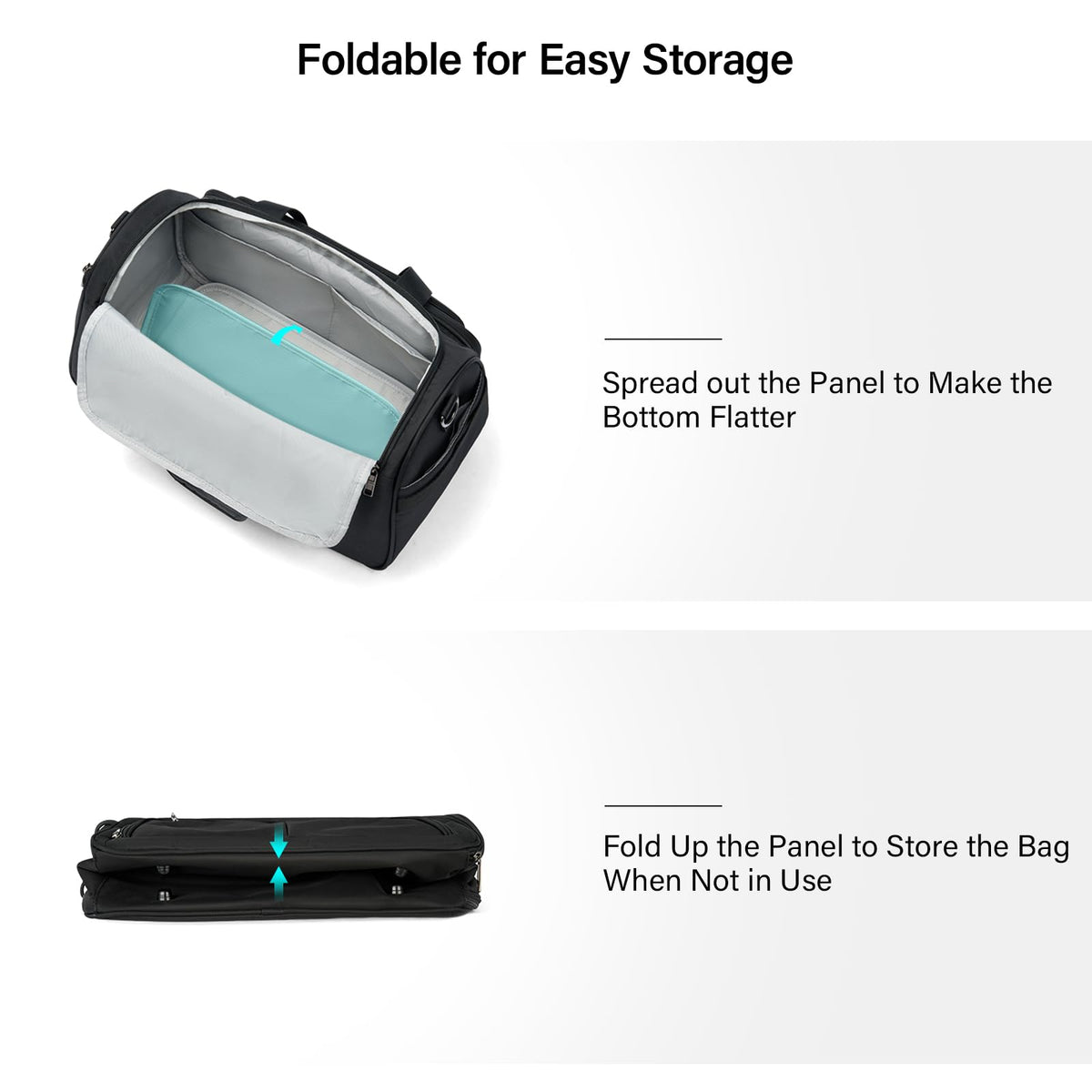 Black Lightweight Water Resistant Foldable Travel Duffel Bag P70116