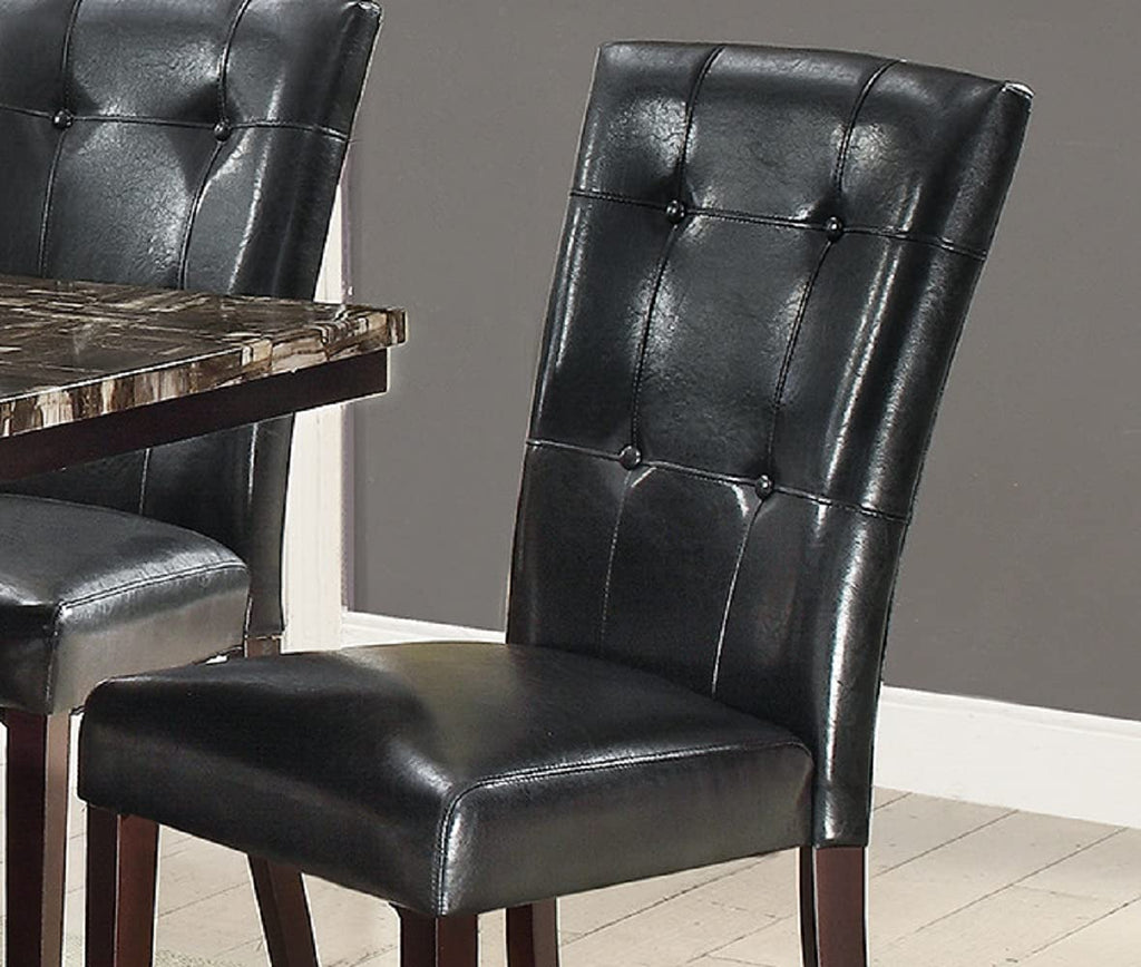 Black Faux Leather Tufting Parson Chairs Set of 2 I225