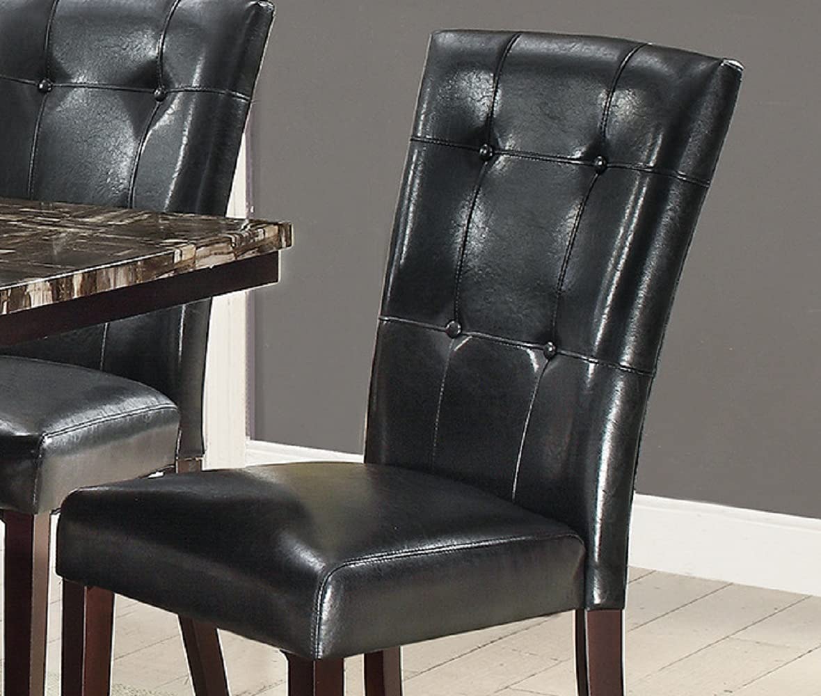 Black Faux Leather Tufting Parson Chairs Set of 2 I225