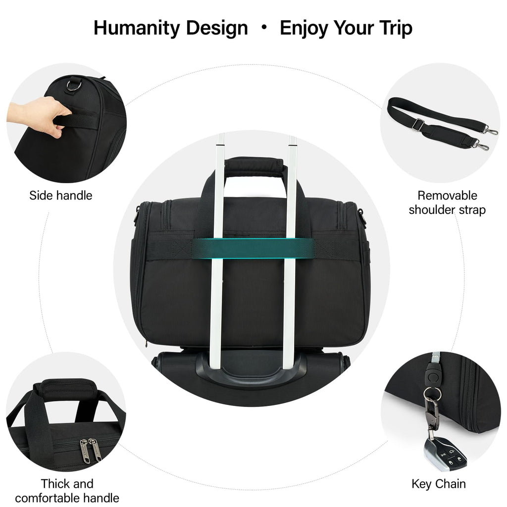 Black Lightweight Water Resistant Foldable Travel Duffel Bag P70116