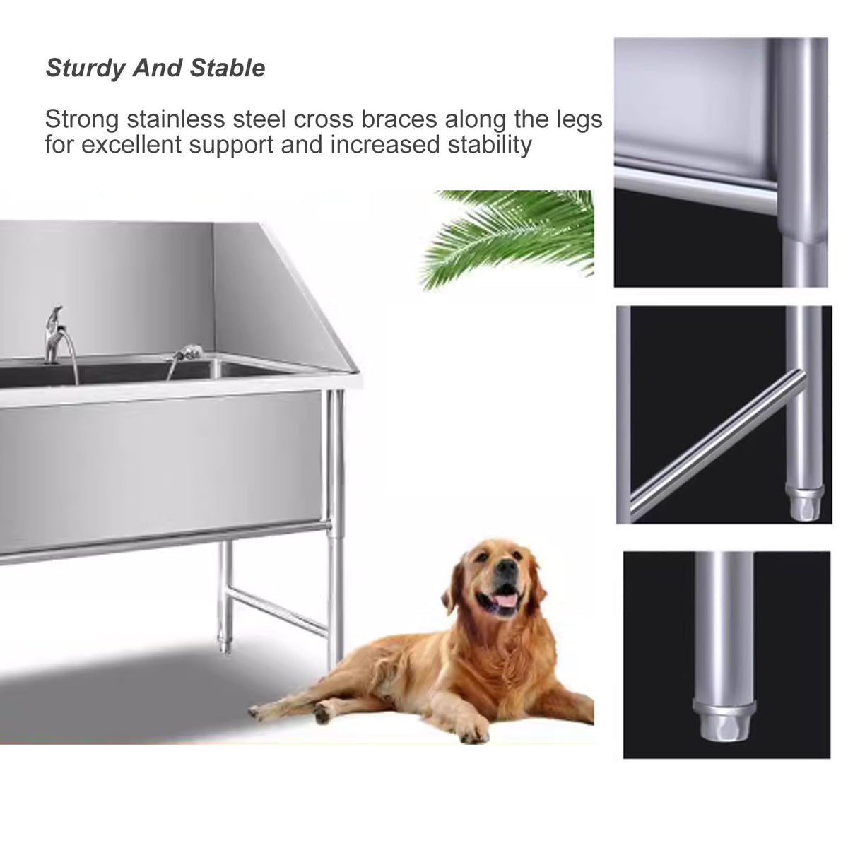 Stainless Steel Dog Grooming Bathtub with Sliding Door and Step N376711