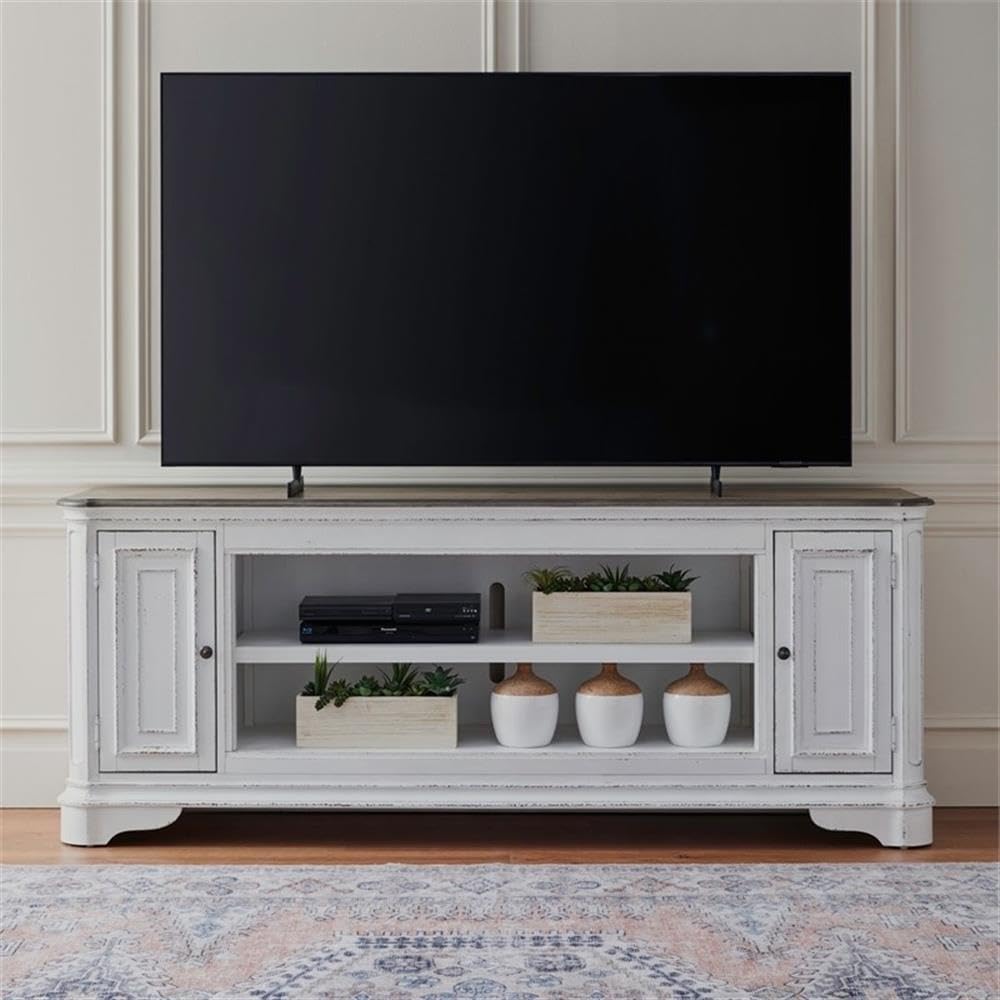 82 Inch Fireplace TV Console with Adjustable Shelves U186