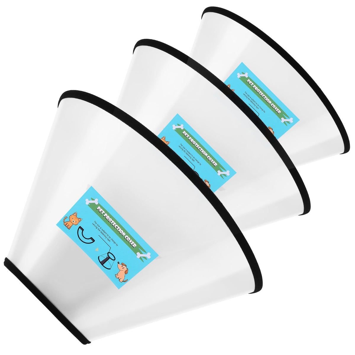 Soft Dog Cone Collar, 3 PCS Adjustable Flexible Plastic E-Collar W56153