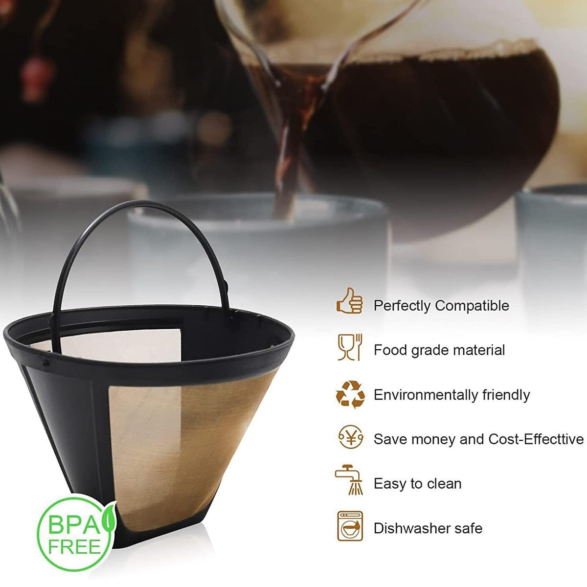 2 Pack Reusable #4 Cone Coffee Filters W805857