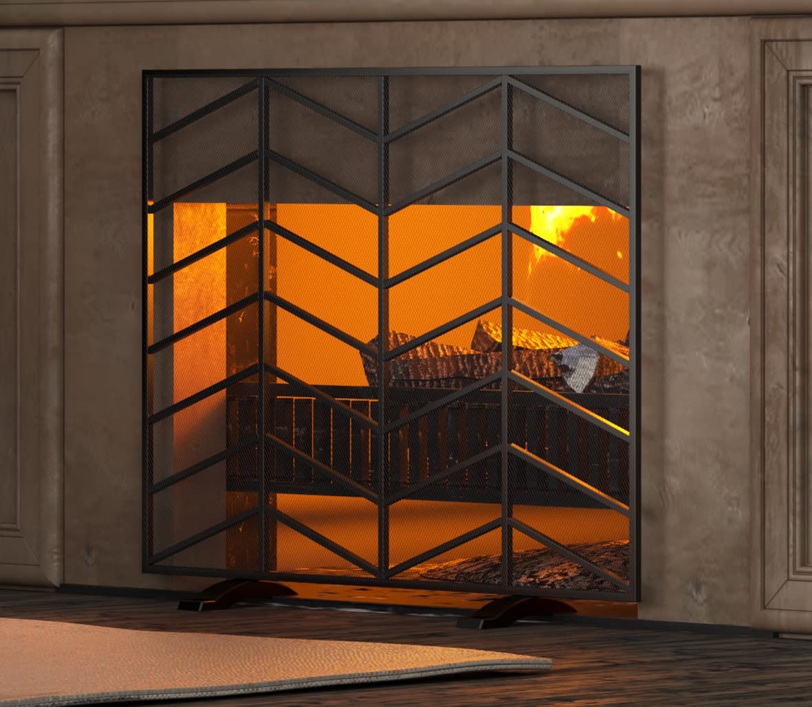 Iron Chevron Fireplace Screen T366200