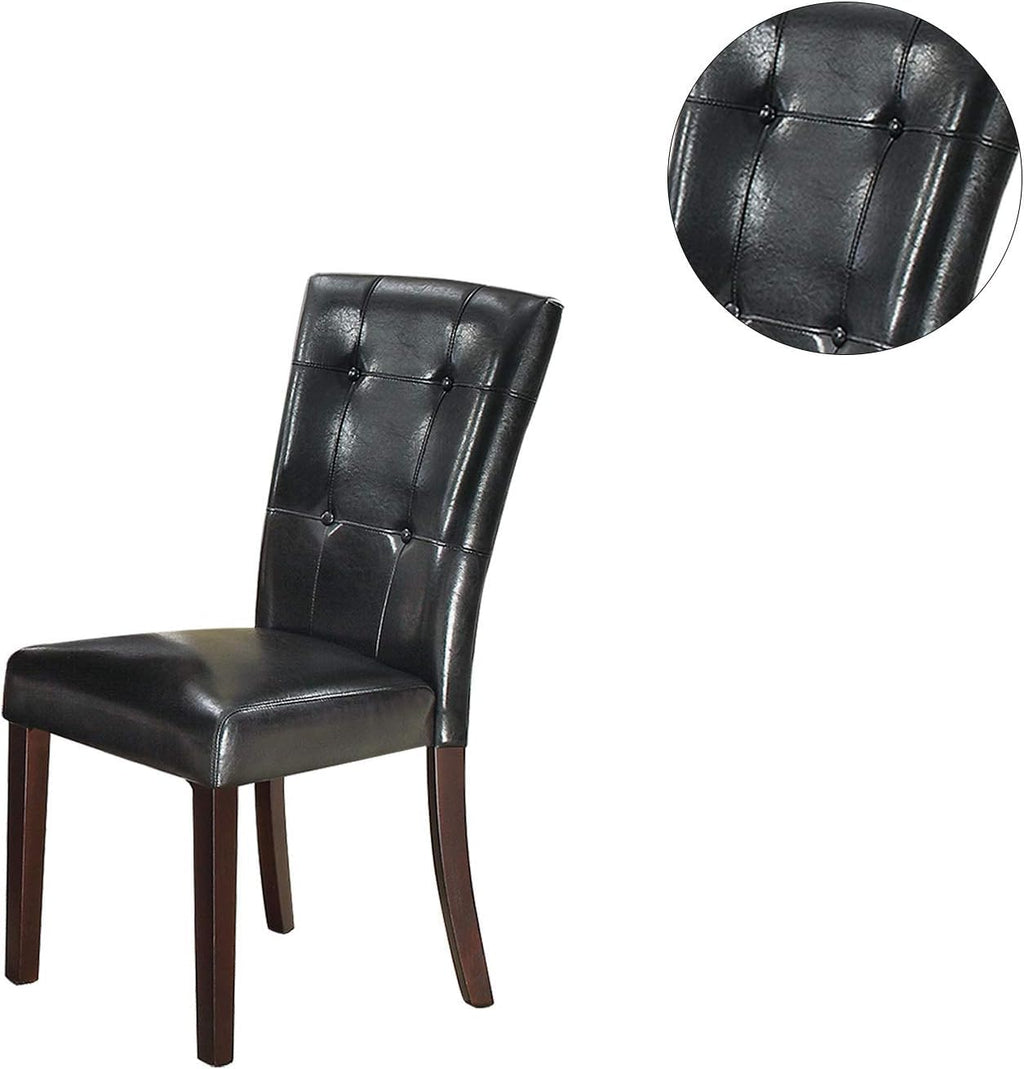 Black Faux Leather Tufting Parson Chairs Set of 2 I225