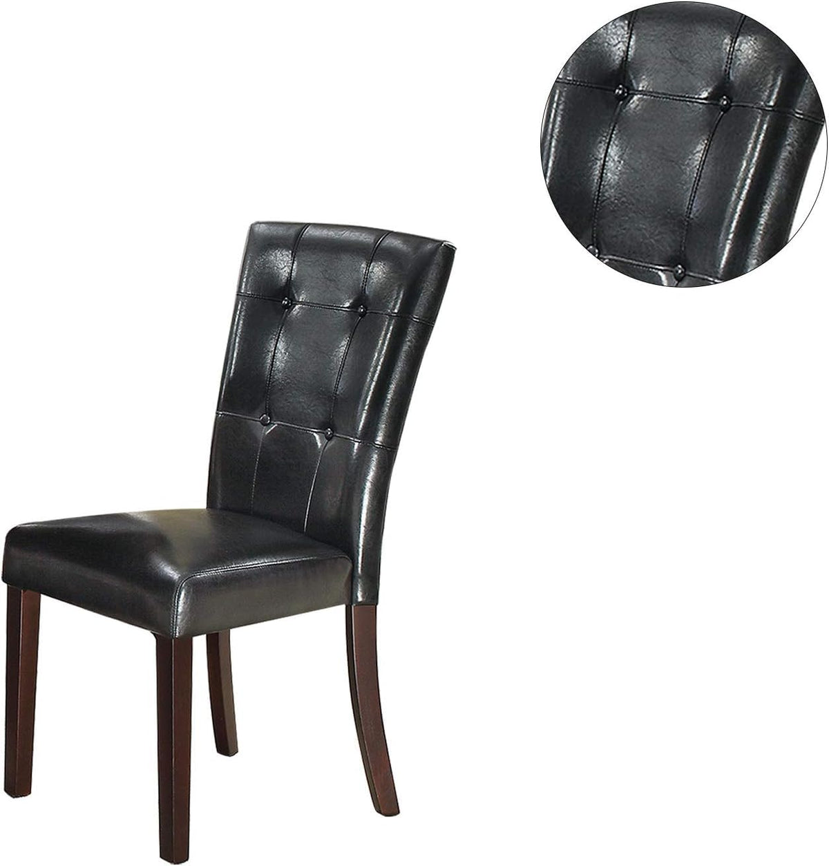Black Faux Leather Tufting Parson Chairs Set of 2 I225