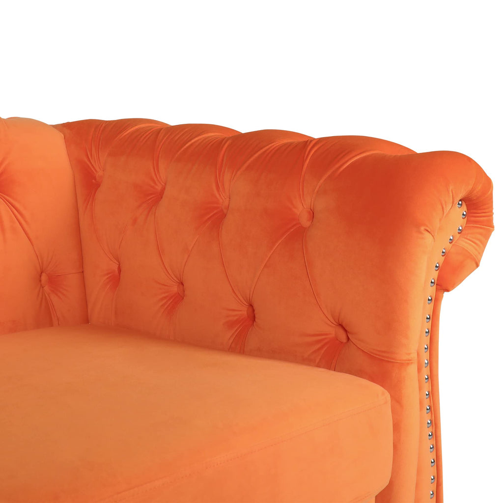 Orange Velvet 2 Seater Sofa T4786