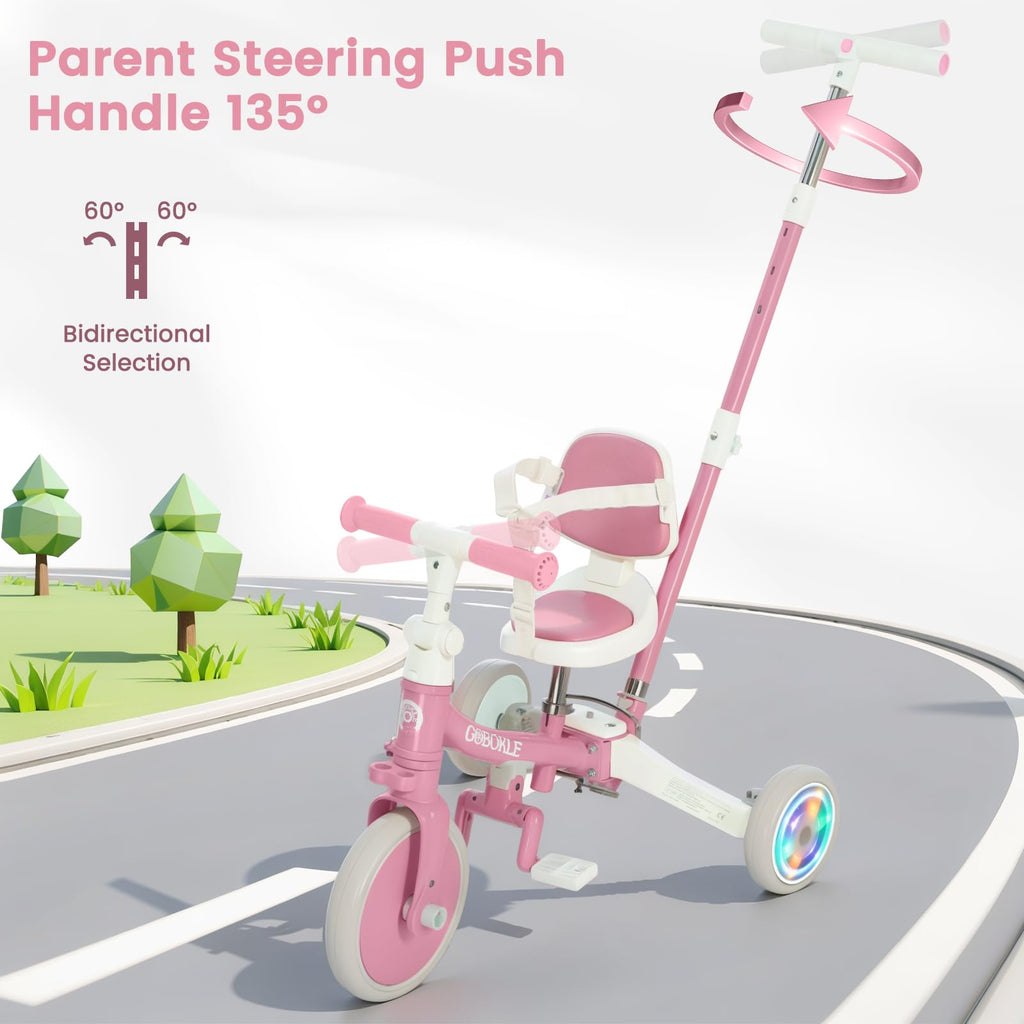 5-in-1 Convertible Toddler Tricycle with Push Handle Z6789