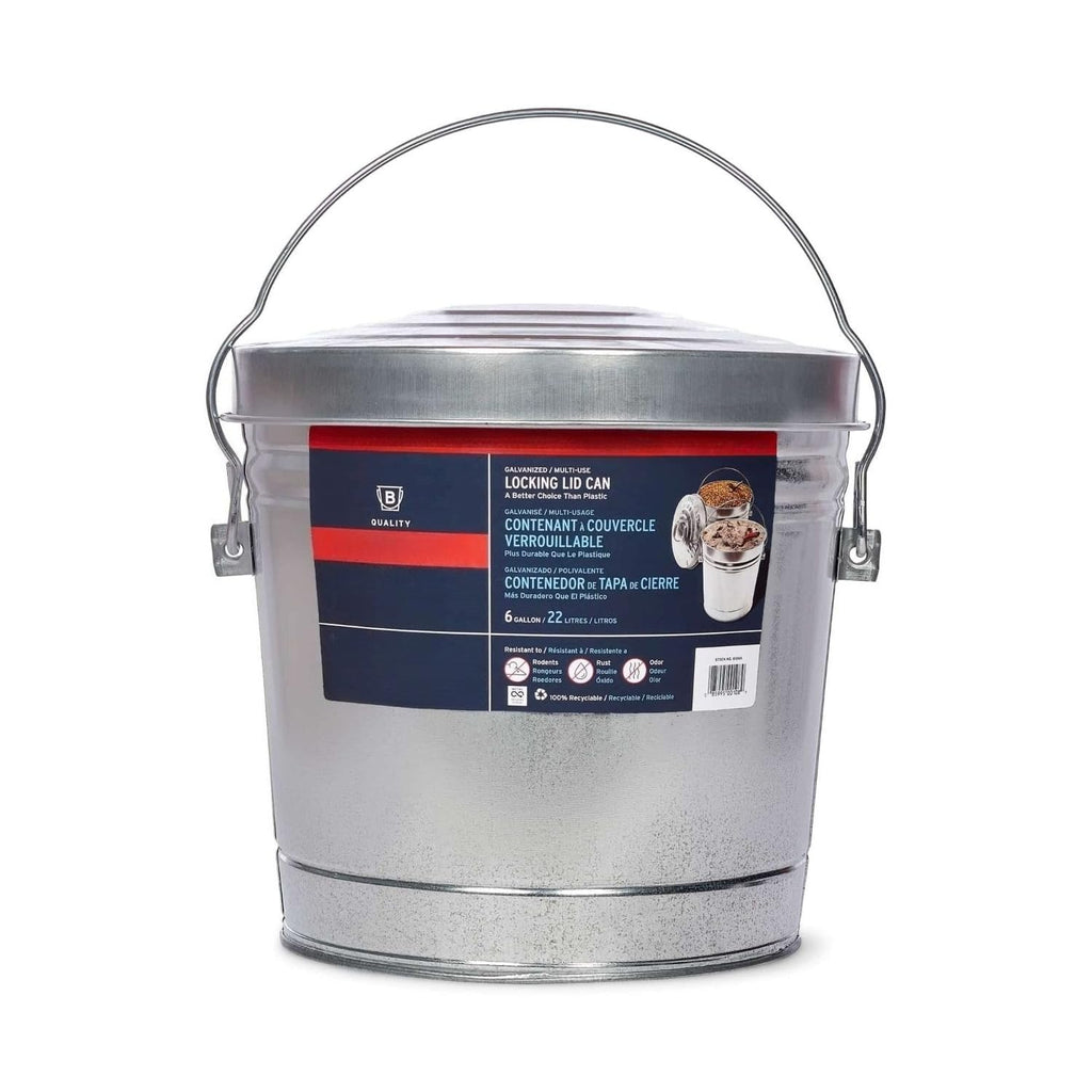 Galvanized Steel Locking Lid Storage Can 6-Gallon N97954