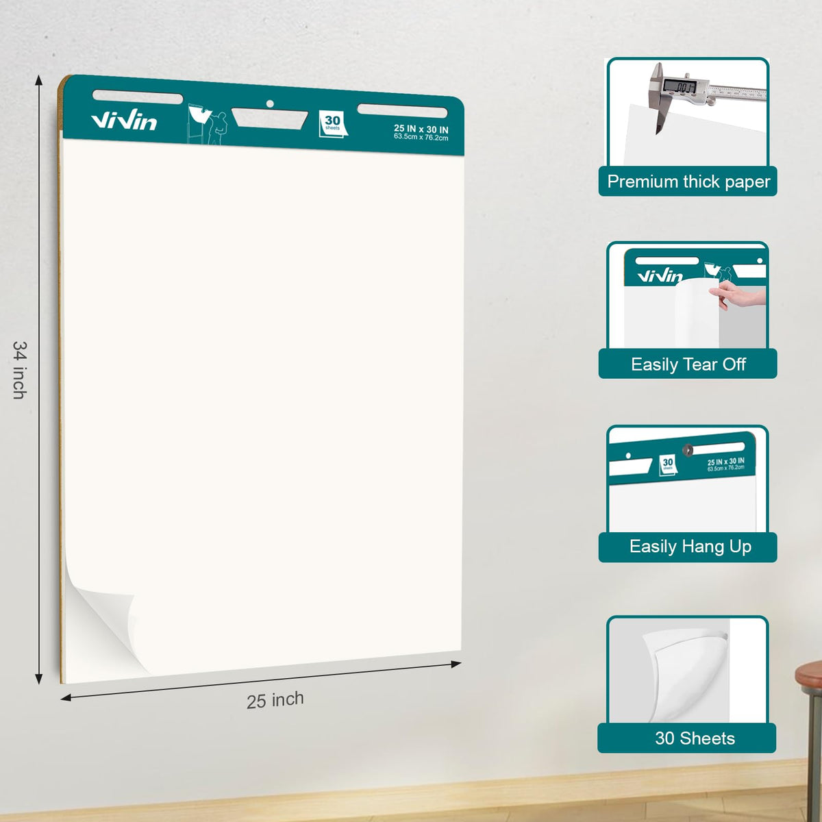 25 x 30 Inches Self Stick Easel Pad, 4 Pads U745532