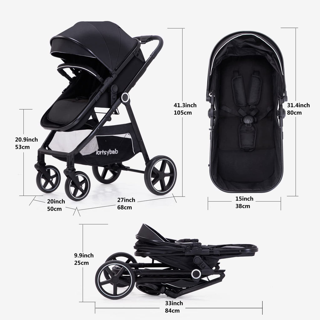 2-in-1 Folding Baby Stroller with Reversible Seat M841