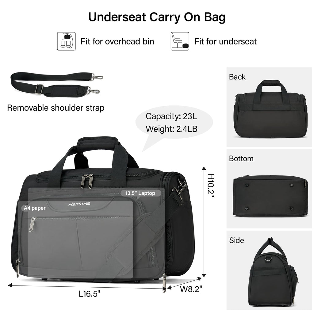 Black Lightweight Water Resistant Foldable Travel Duffel Bag P70116