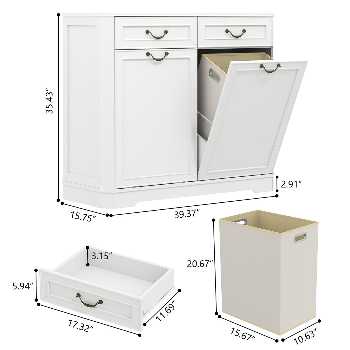 Double Tilt Out Laundry Hamper Cabinet L233057