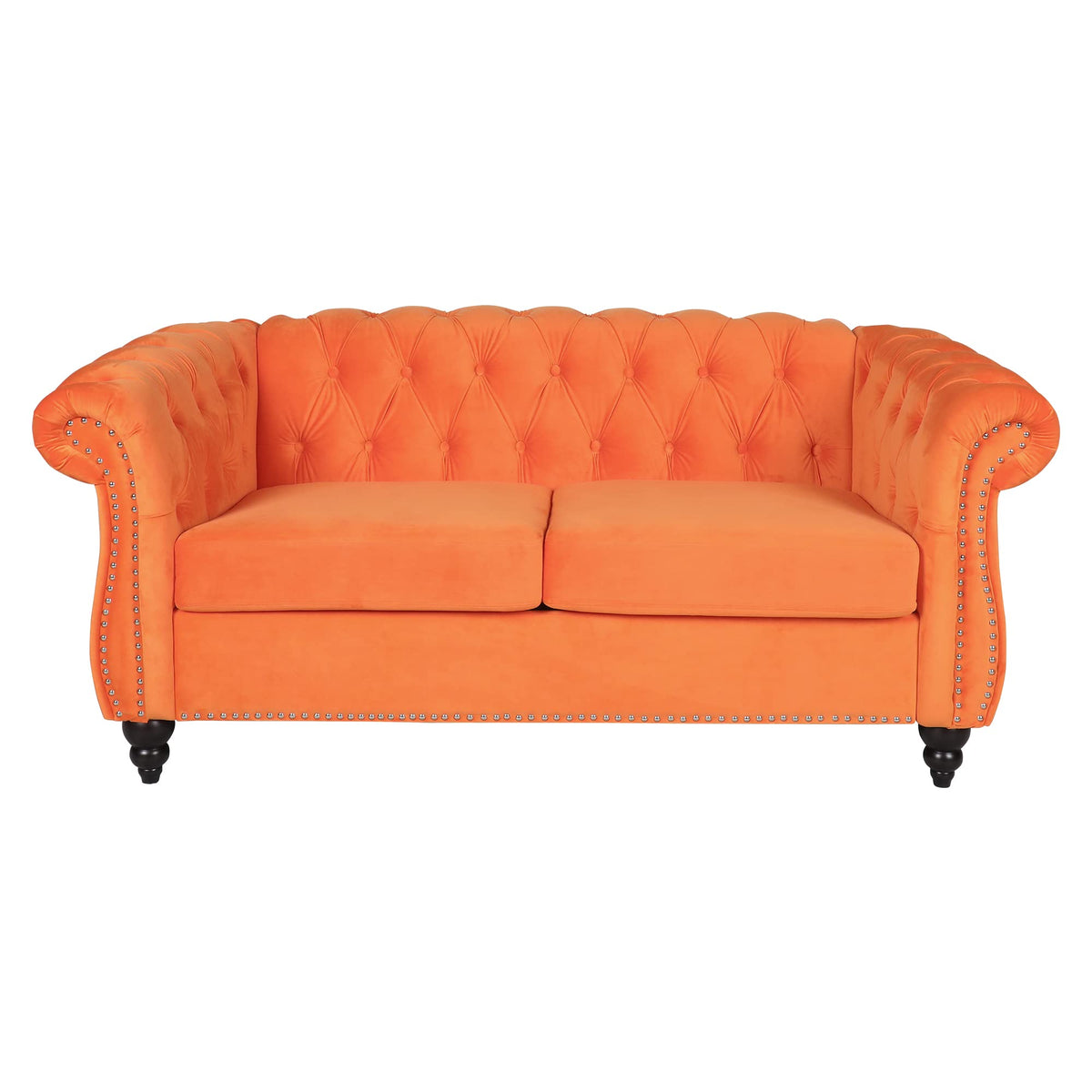 Orange Velvet 2 Seater Sofa T4786