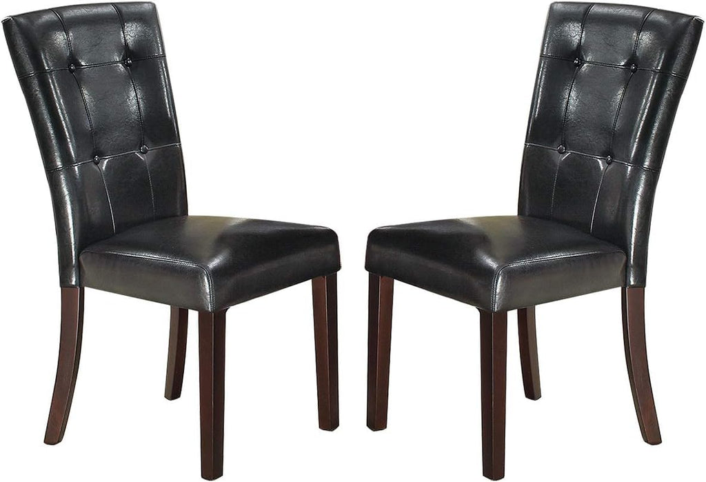 Black Faux Leather Tufting Parson Chairs Set of 2 I225