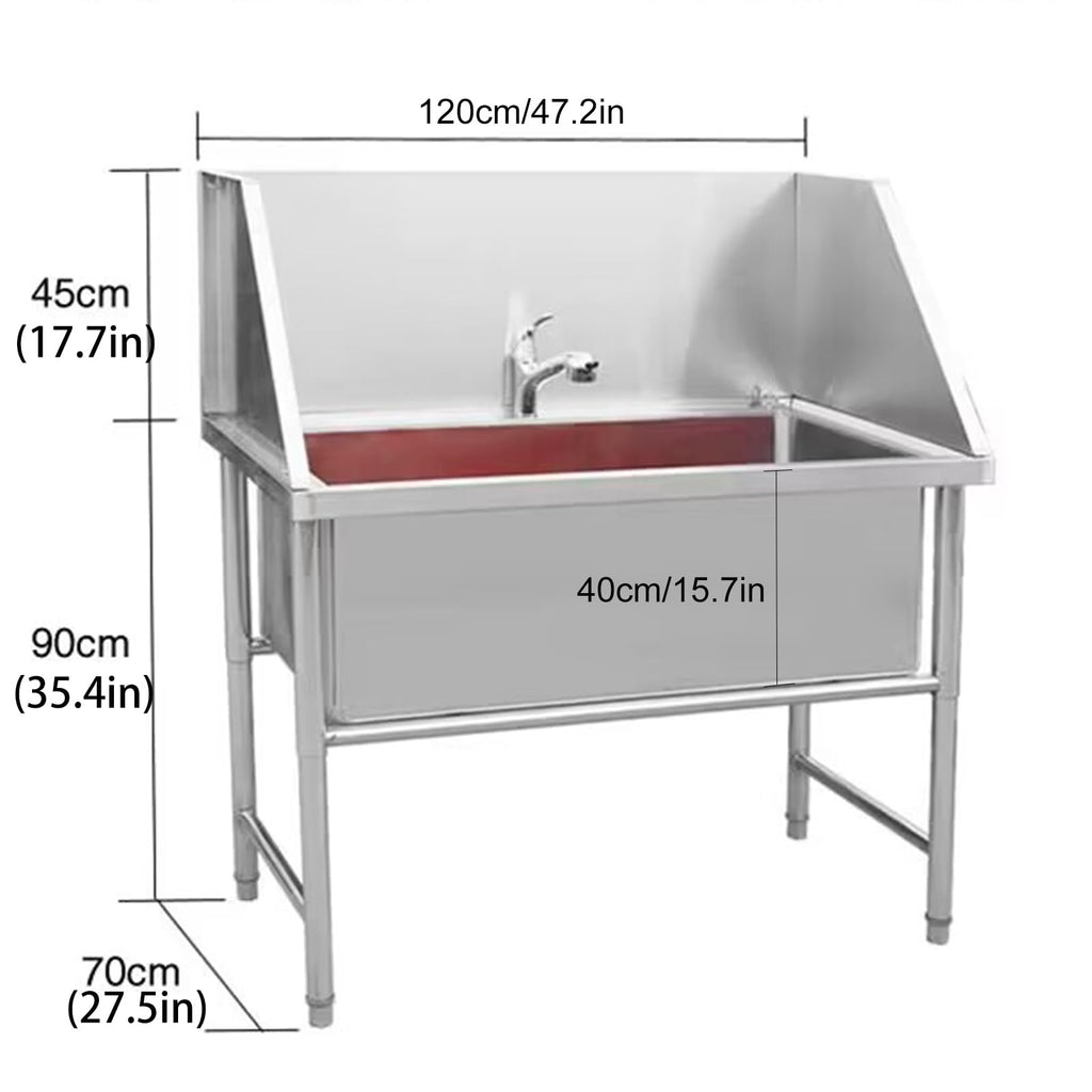 Stainless Steel Dog Grooming Bathtub with Sliding Door and Step N376711