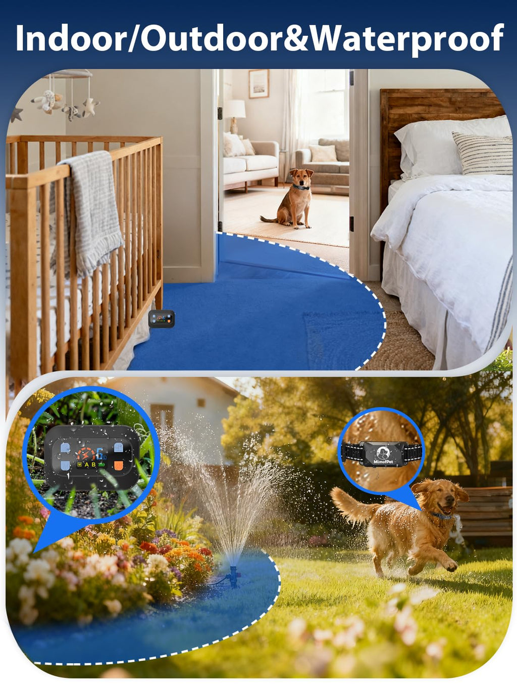 Wireless Pet Barrier Waterproof Adjustable Range 16.4 ft Rechargeable A75751