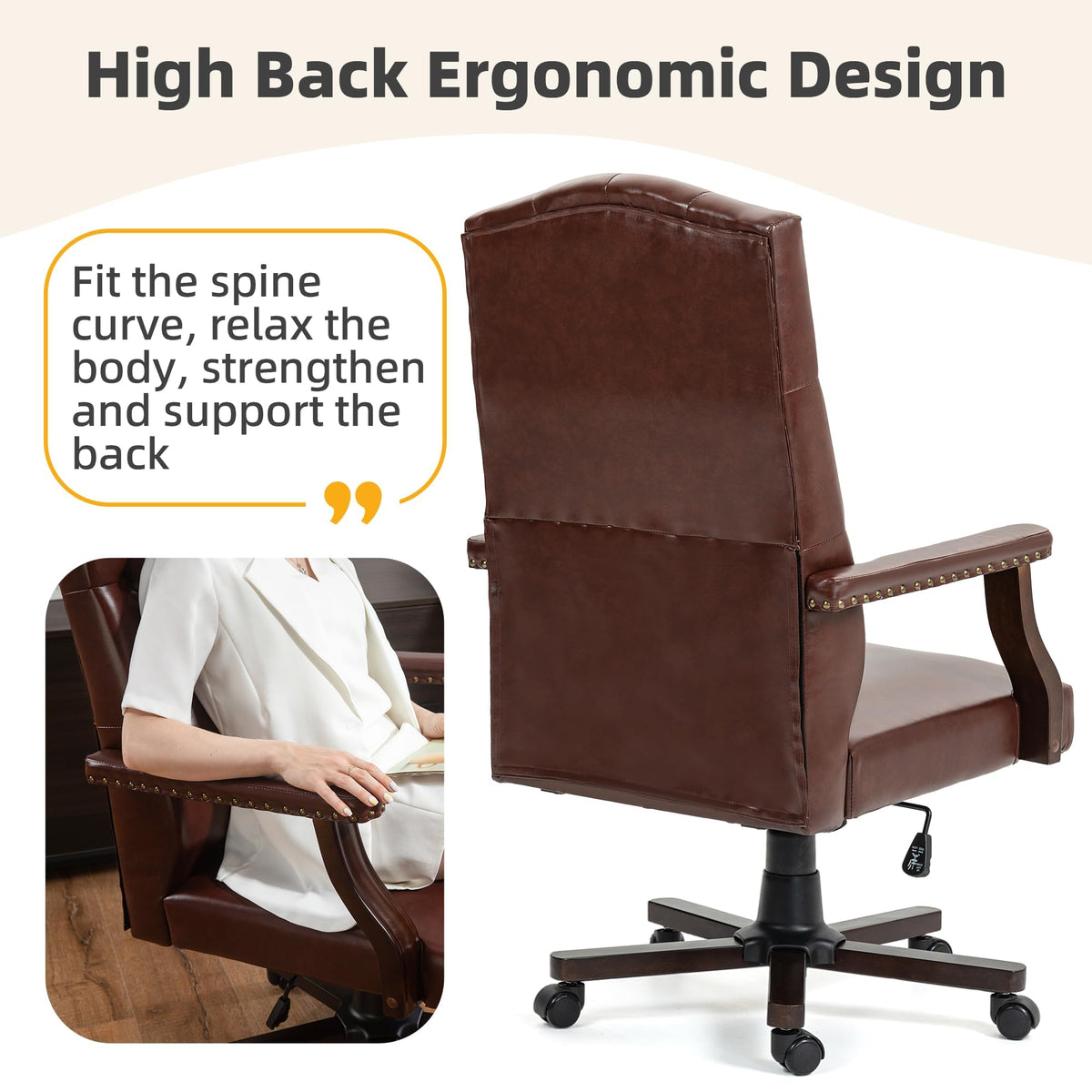Brown Faux Leather High Back Executive Office Chair O620541