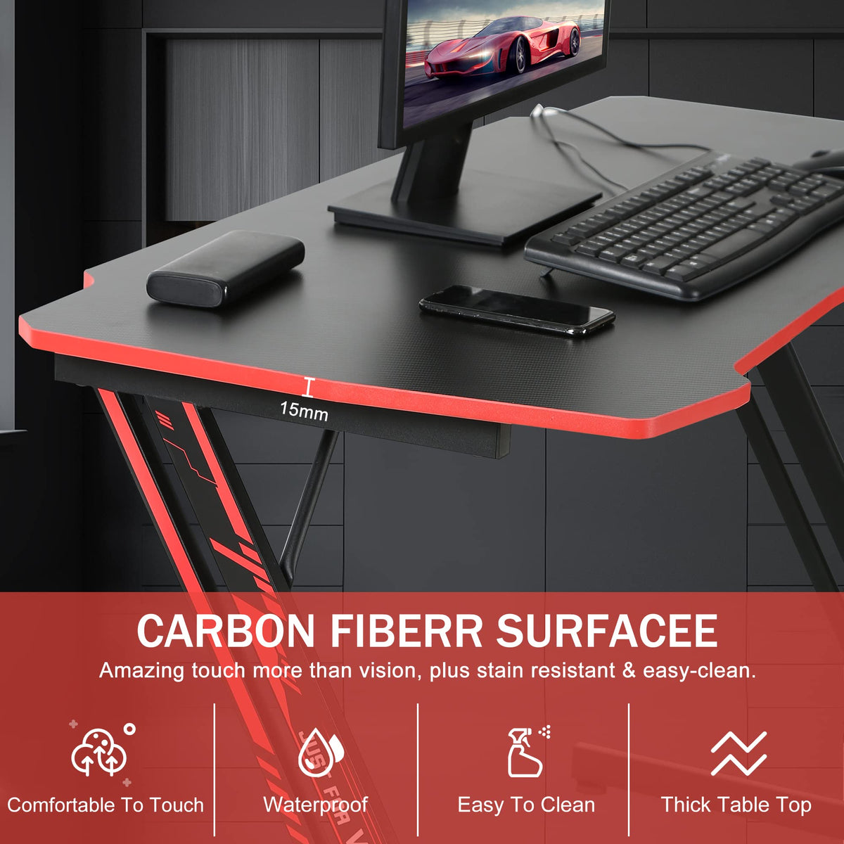 47 inch Carbon Fiber Gaming Desk X481