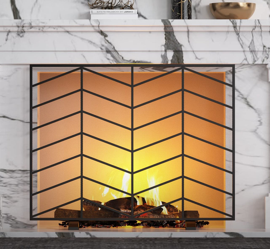 Iron Chevron Fireplace Screen T366200