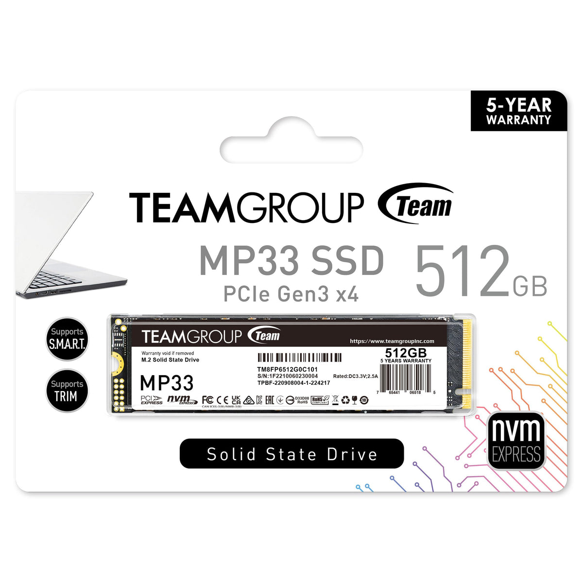 512GB NVMe PCIe Gen3x4 M.2 2280 Internal SSD C6167