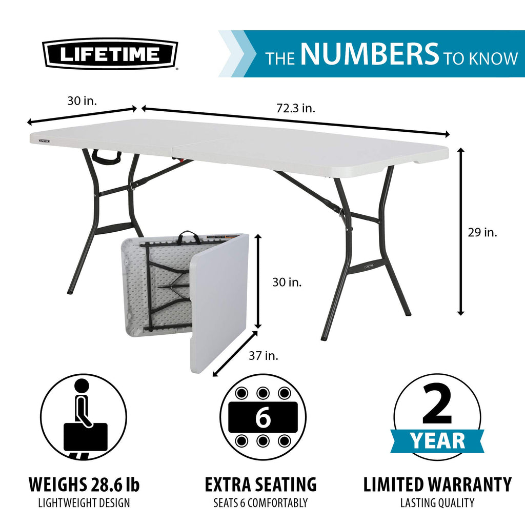 6 Feet White Granite Folding Table V25777