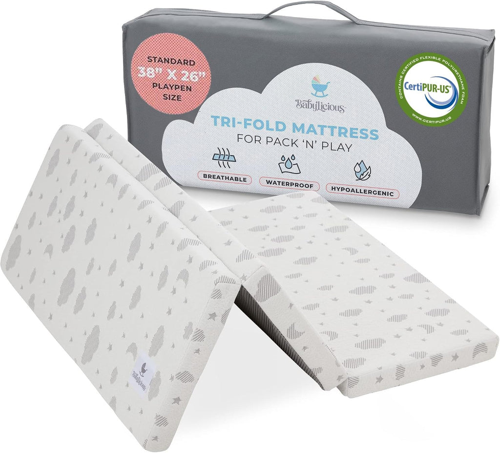 Pack and Play Mattress Topper 38" x 26" Trifold Soft Foam L63100